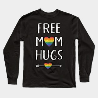 Free mom hugs with flag heart for pride month Long Sleeve T-Shirt